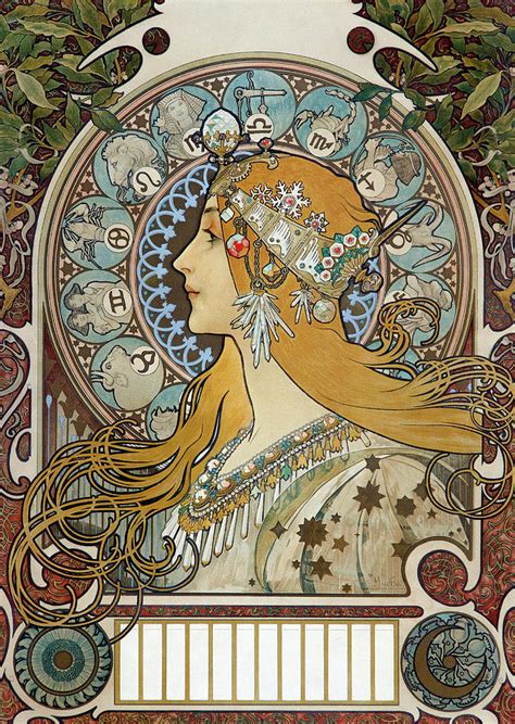 Zodiac, Art Nouveau, 1896 Painting by Alphonse Mucha | Pixels