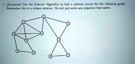 SOLVED: Use the Eulerian Algorithm to find an Eulerian circuit for the ...