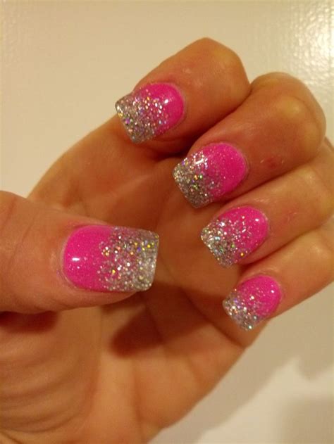 Hot pink & silver glitter ombre nails (With images) | Ombre nails ...