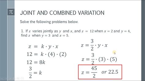 Grade 9 Math: Joint and Combined Variation - YouTube