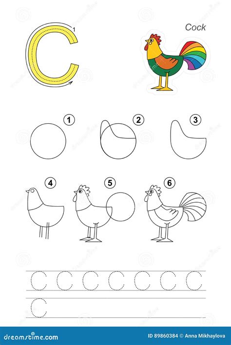 Drawing Tutorial. Game for Letter. Stock Vector - Illustration of ...