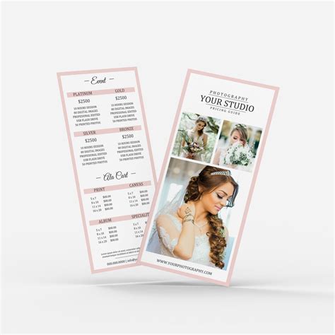 Photography Rack Card Template, Photography Pricing Guide Template ...