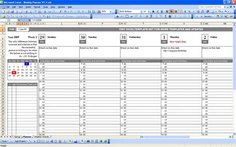 Weekly Planner | Excel Templates