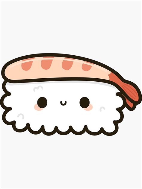 Cute prawn sushi Sticker by peppermintpopuk | Kawaii drawings, Kawaii ...