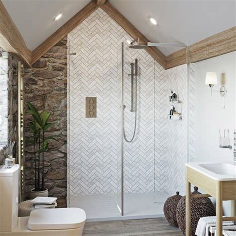 Showerwall Custom Herringbone acrylic shower wall panel Bathroom Shower ...