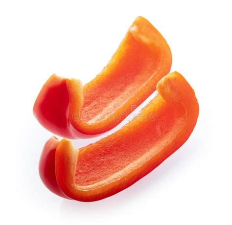 Red Pepper Slices Isolated on White Stock Photo - Image of sweet ...