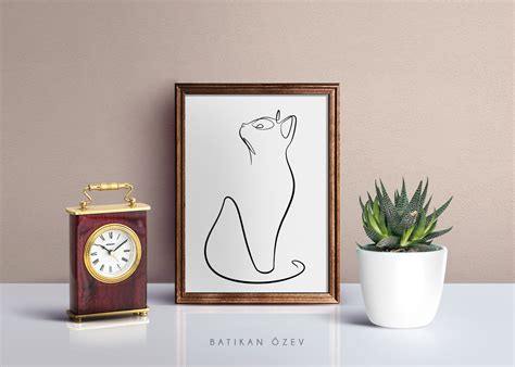 Minimalist Cat Line Art Print Cat Drawing Poster One Line | Etsy