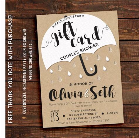 Gift Card Shower Invitation - Etsy | Bridal shower invitation wording ...