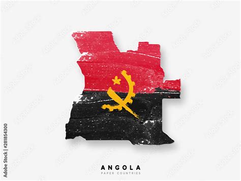 Angola detailed map with flag of country. Painted in watercolor paint ...