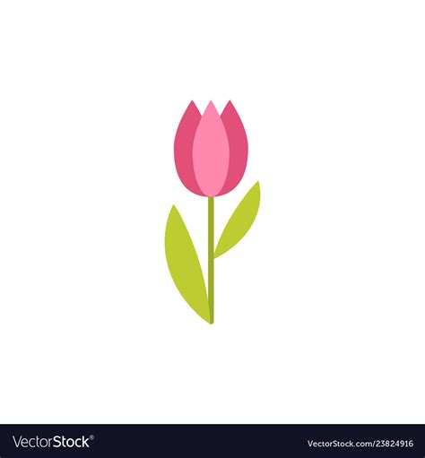 Simple flat tulip icon Royalty Free Vector Image