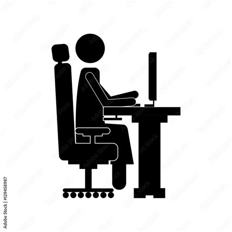 monochrome silhouette with manager in office vector illustration Stock ...