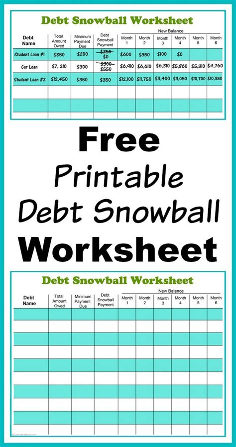 Free Printable Debt Snowball Worksheet - Free Printable A To Z