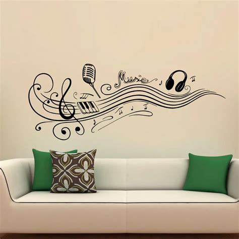 Aliexpress.com : Buy Music Notes Wall Decals Microphone Headphones ...