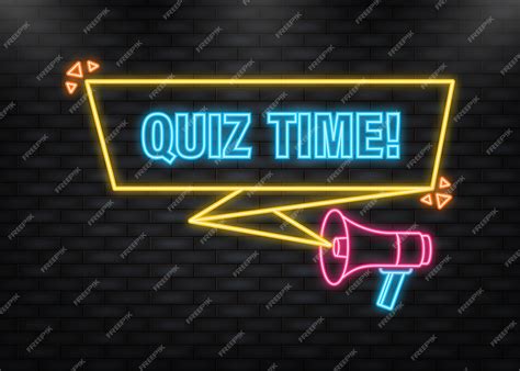 Premium Vector | Neon icon quiz blue banner in 3d style on white ...