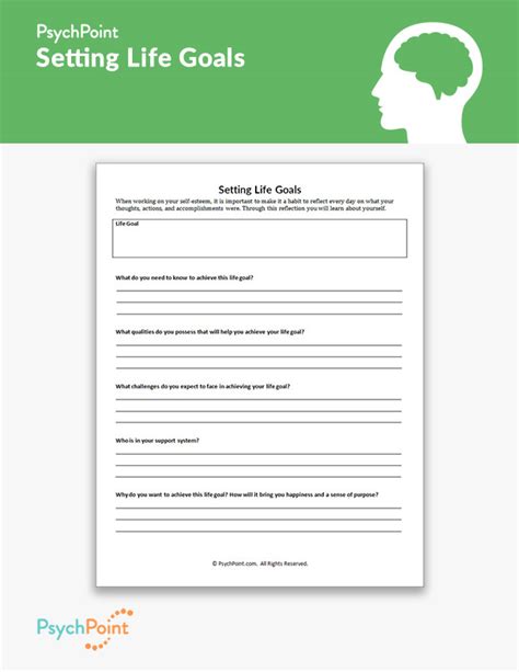 Setting Life Goals Worksheet | PsychPoint