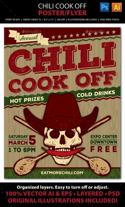 Chili Cook Off Competition Poster, Flyer or Ad | Chili cook off, Cook ...