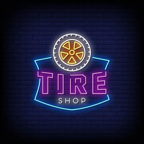 Premium Vector | Tire shop logo neon signs style