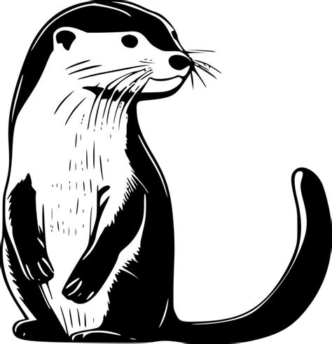 Otter, Black and White Vector illustration 23855531 Vector Art at Vecteezy