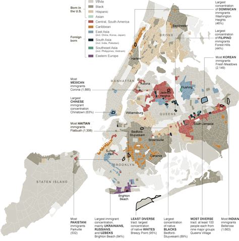 Ethnic neighborhoods in New York City by world region [950 x 960] : r ...