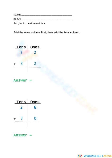 Addition Using Place Value Charts Worksheet