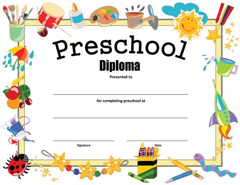 Preschool Diploma Certificate Template