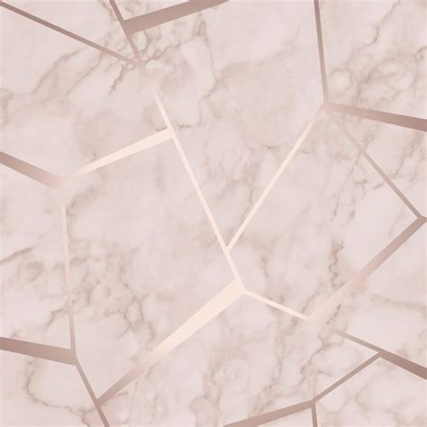 Fractal Geometric Marble Wallpaper - Rose Gold Metallic