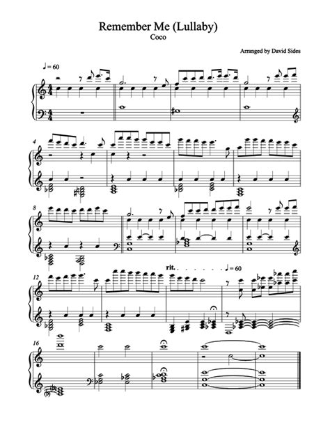 Remember Me Piano Sheet Music