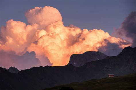 Epic cumulus clouds at sunset