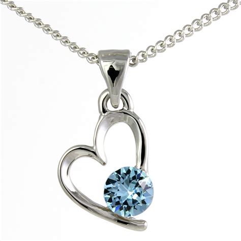 March birthstone heart pendant with Swarovski® crystal