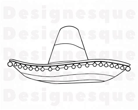 Sombrero Outline 6 SVG Sombrero SVG Hat Sombrero Clipart | Etsy