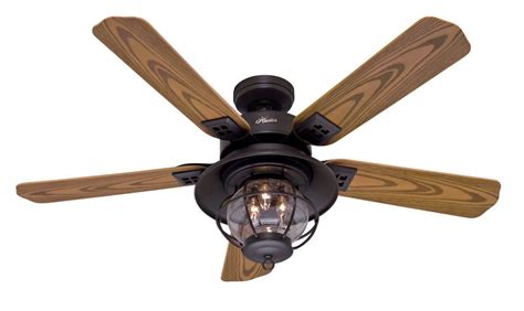 HUNTER 52" RUSTIC NEW BRONZE INDOOR OUTDOOR DAMP RATED Ceiling Fan WITH ...