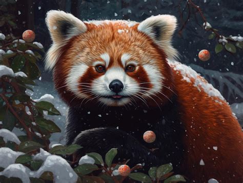 Premium AI Image | Red panda in the snow