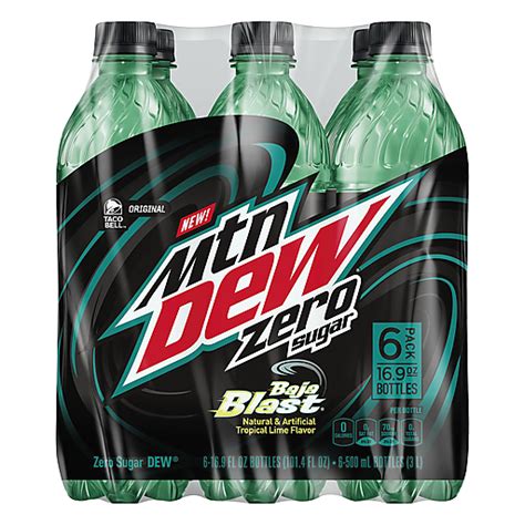 Mtn Dew Zero Sugar Baja Blast Soda 6 ea | Soft Drinks | Foodtown