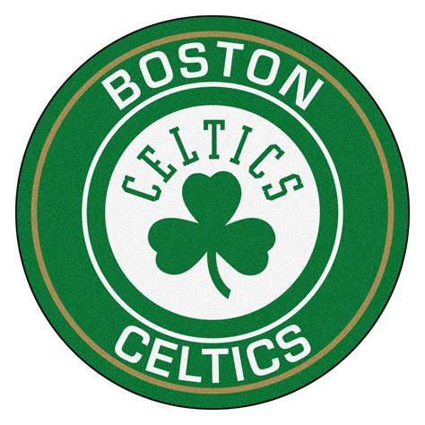 the boston celtic logo is shown in green and gold on a white circle ...