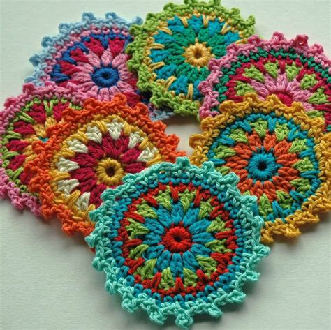 Crochet Flower Motif Coasters - Free Pattern - Annie Design Crochet