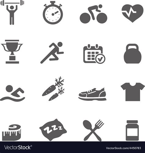 Health and Fitness icons set with a Royalty Free Vector