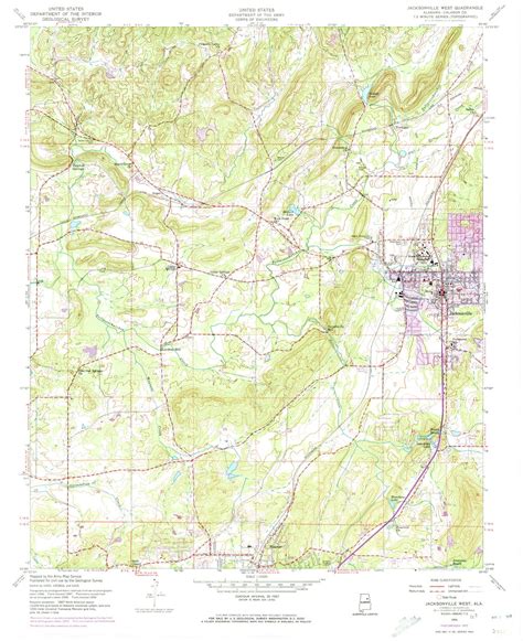 Jacksonville West, Alabama 1956 (1973) USGS Old Topo Map Reprint 7x7 AL ...