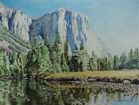 George D Britnell Colored Pencil Yosemite valley | Landscape pencil ...