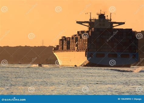 Container Ship Sunset Colors Stock Image - Image of perspective, beauty ...