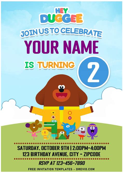 Free Editable PDF – Hey Duggee Birthday Invitation Templates | Download ...