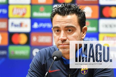 Coach of FC Barcelona, Barca Xavi Hernandez speaks during the press ...