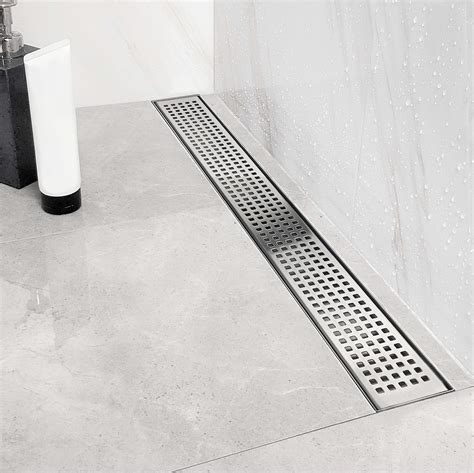 Neodrain 28-Inch Linear Shower Drain with Removable Quadrato Pattern ...