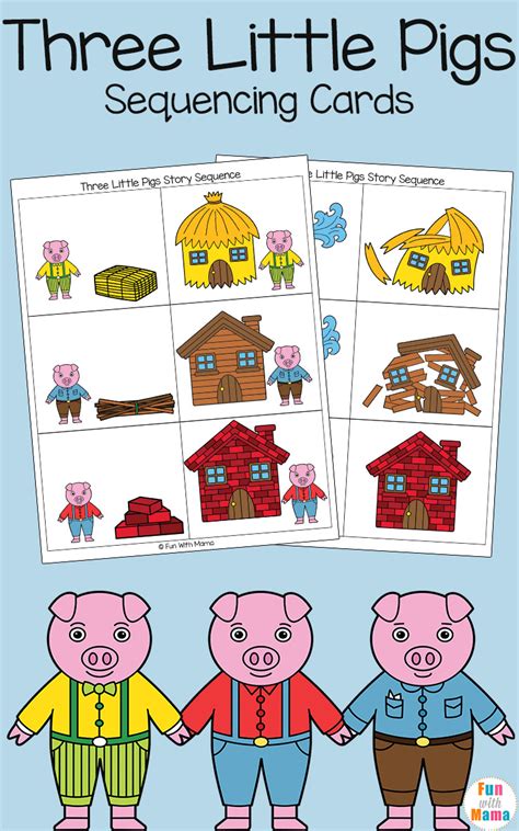 Three Little Pigs Sequencing Cards - Fun with Mama