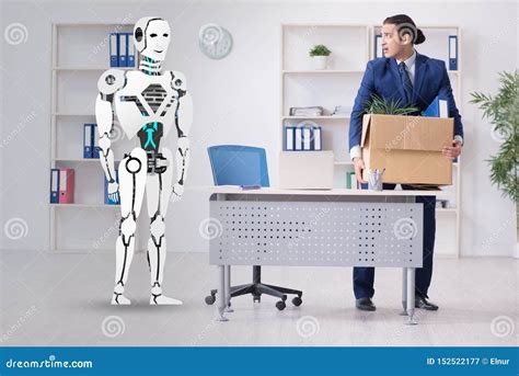 Concept of Robots Replacing Humans in Offices Stock Image - Image of ...