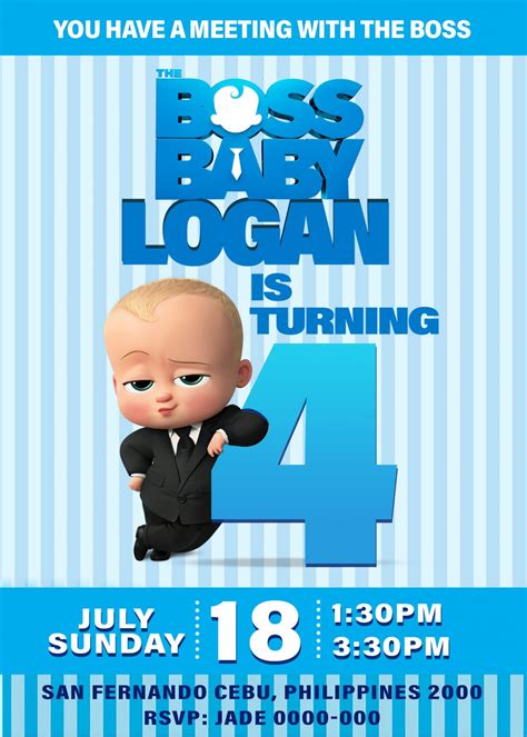 The Boss Baby 2 Birthday Invitation Card, 4 x 6 or 5 x 7 1662 ...