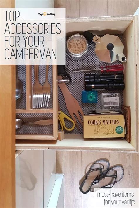 the top accessories for your campervan are neatly organized