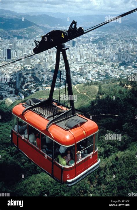 The teleferico cable car ascends Mount Avila National Park with ...