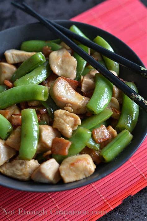 Snow Peas Stir-Fry with Chicken and Bacon | Not Enough Cinnamon