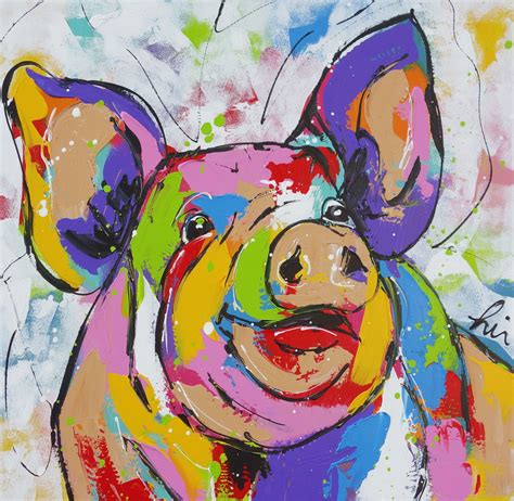 knor www.vrolijkschilderij.nl | Pop art animals, Pig painting, Animal ...