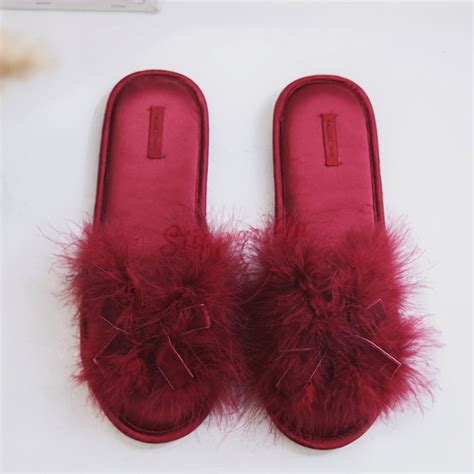 Women's Fuzzy Slippers Bow Memory Foam House Slippers